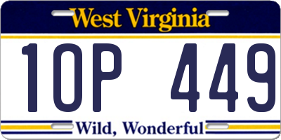 WV license plate 1OP449