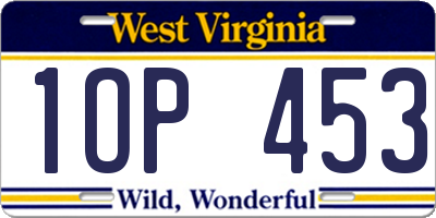 WV license plate 1OP453