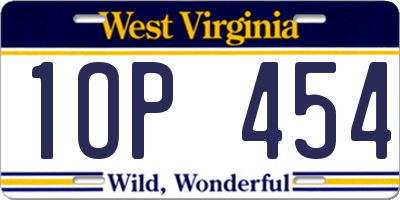WV license plate 1OP454