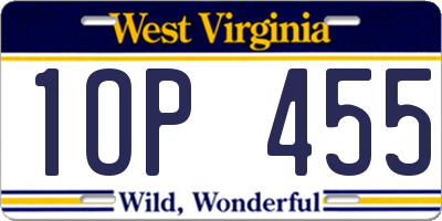 WV license plate 1OP455