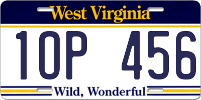 WV license plate 1OP456