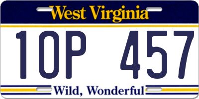 WV license plate 1OP457