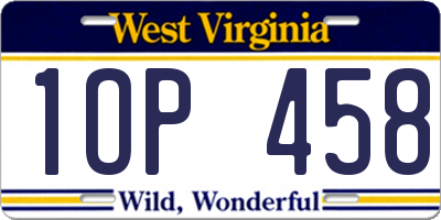 WV license plate 1OP458