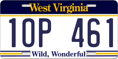 WV license plate 1OP461