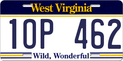 WV license plate 1OP462