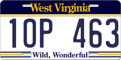 WV license plate 1OP463