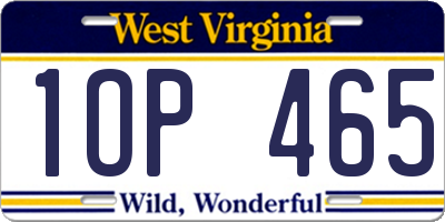 WV license plate 1OP465