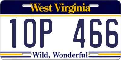 WV license plate 1OP466