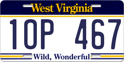 WV license plate 1OP467