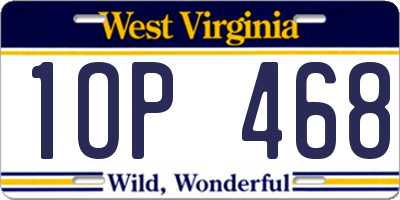 WV license plate 1OP468