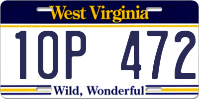 WV license plate 1OP472