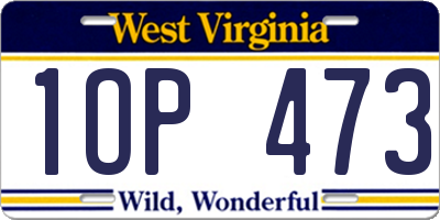 WV license plate 1OP473