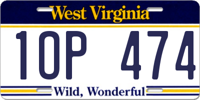 WV license plate 1OP474