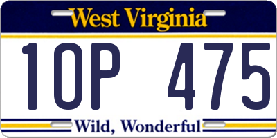 WV license plate 1OP475