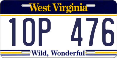 WV license plate 1OP476