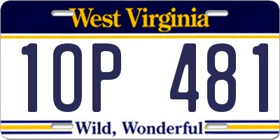 WV license plate 1OP481