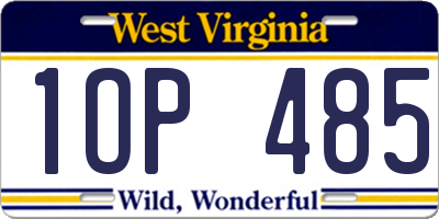 WV license plate 1OP485