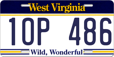 WV license plate 1OP486