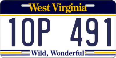 WV license plate 1OP491