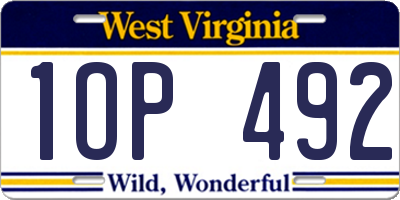 WV license plate 1OP492