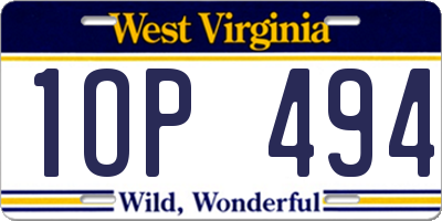 WV license plate 1OP494