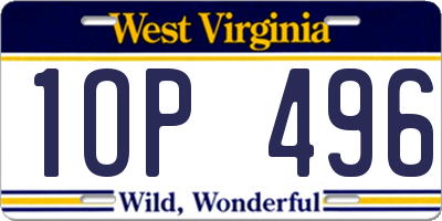 WV license plate 1OP496