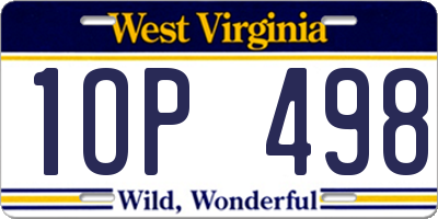 WV license plate 1OP498