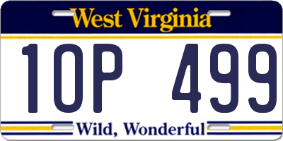 WV license plate 1OP499