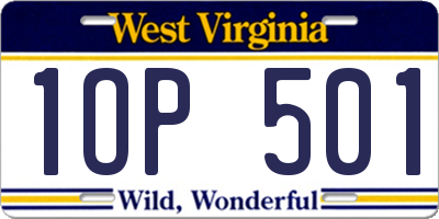 WV license plate 1OP501