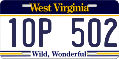 WV license plate 1OP502
