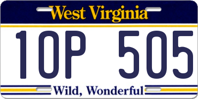 WV license plate 1OP505