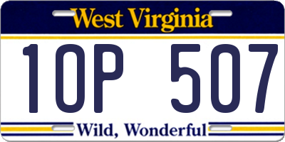 WV license plate 1OP507