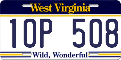 WV license plate 1OP508