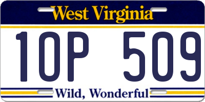 WV license plate 1OP509