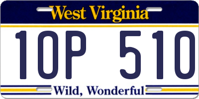 WV license plate 1OP510