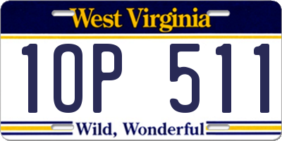 WV license plate 1OP511