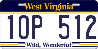 WV license plate 1OP512