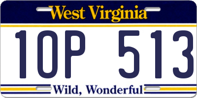 WV license plate 1OP513