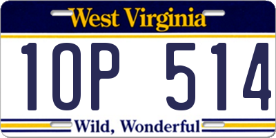 WV license plate 1OP514