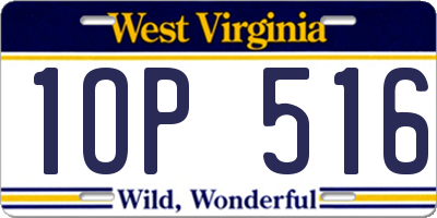 WV license plate 1OP516