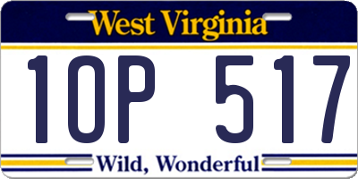 WV license plate 1OP517