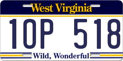 WV license plate 1OP518