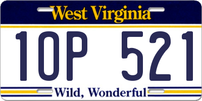 WV license plate 1OP521