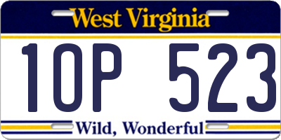 WV license plate 1OP523