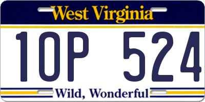 WV license plate 1OP524