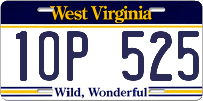 WV license plate 1OP525