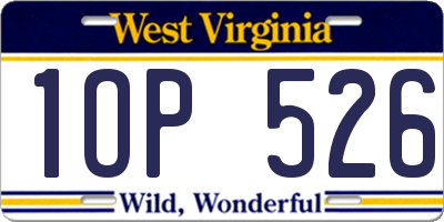 WV license plate 1OP526