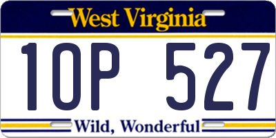 WV license plate 1OP527