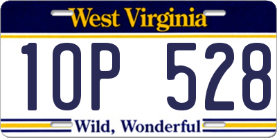 WV license plate 1OP528