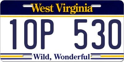 WV license plate 1OP530